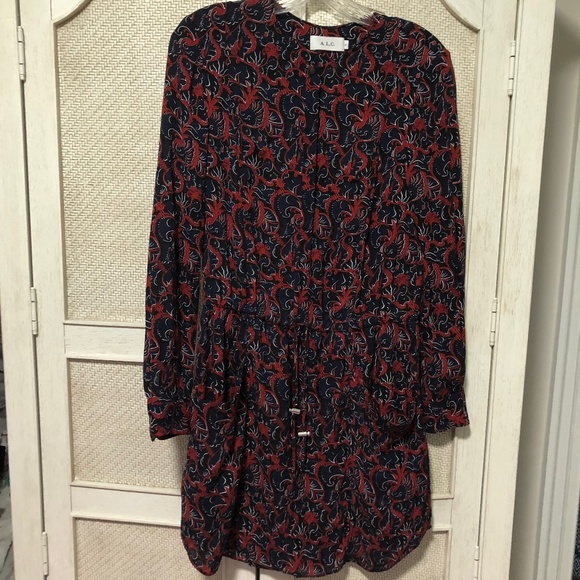 A.L.C. Sullivan Botanical Filigree Silk Dress EUC Size 2 - Picture 4 of 8